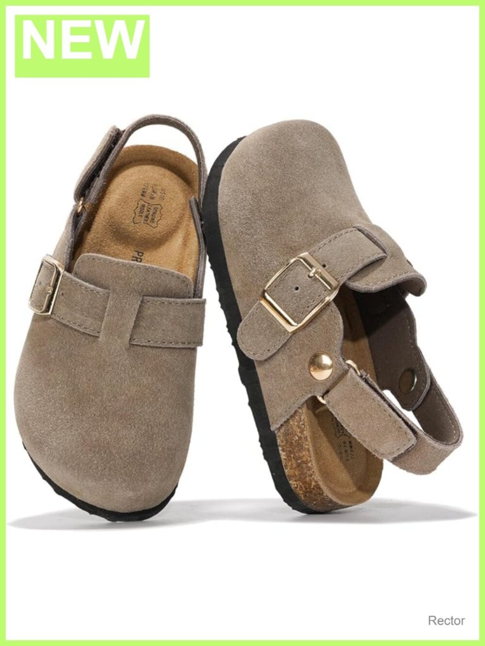 Kids 100% Genuine Leather Non Slip Clogs with Cork Footbed